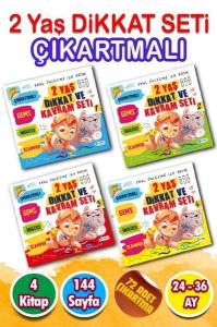 2 Yaş Dikkat Güçlendirici Çıkartmalı Eğitim Seti - 4 Kitap Takım