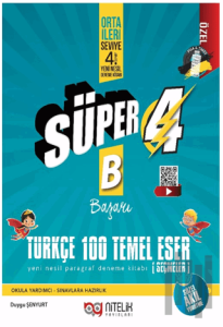 4. Sınıf Süper 4 Türkçe 100 Temel Eser B Yeni Nesil Paragraf Deneme Kitabı