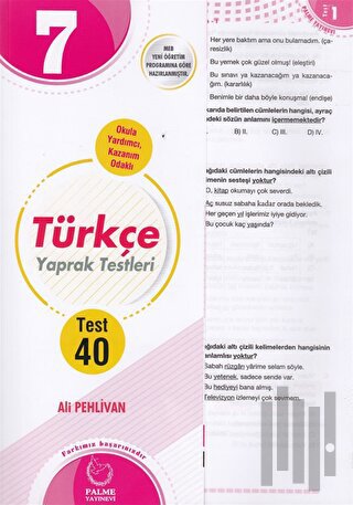 7. Sınıf Türkçe Yaprak Testleri