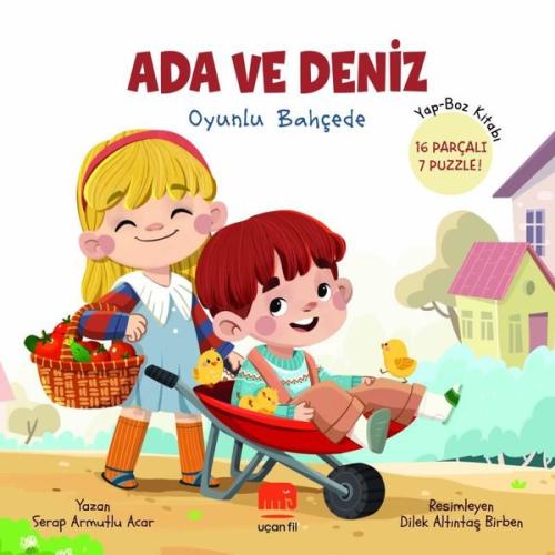Ada ve Deniz Oyunlu Bahçede - Yapboz Kitabı - 16 Parçalı 7 Puzzle! (Ciltli)