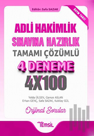 Adli Hakimlik Sınavına Hazırlık Tamamı Çözümlü 4 Deneme