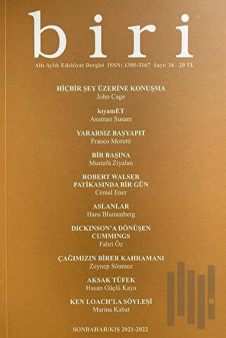 Biri Altı Aylık Edebiyat Dergisi Sayı: 16