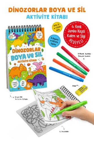 Dinozorlar - Boya ve Sil Aktivite Kitabı 3 + Yaş