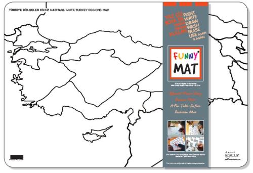 Funny Mat - Türkiye Bölgeler Dilsiz Haritası 33,5x48cm | Kitap Ambarı