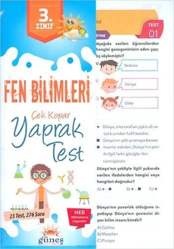 Güneş 3.Sınıf Fen Bilimleri Çek Kopar Yaprak Test