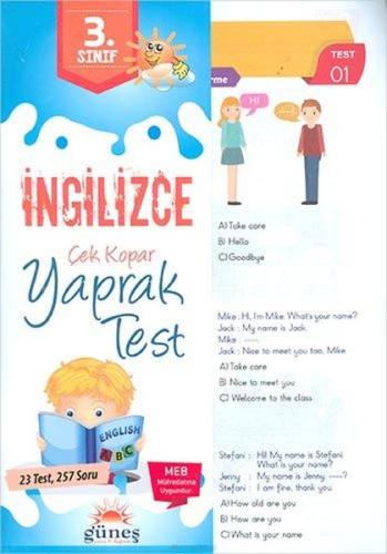 Güneş 3.Sınıf İngilizce Çek Kopar Yaprak Test