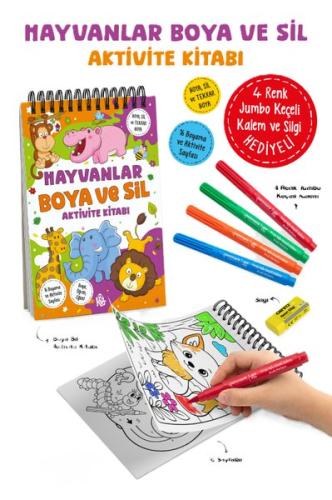 Hayvanlar - Boya ve Sil Aktivite Kitabı 3 + Yaş
