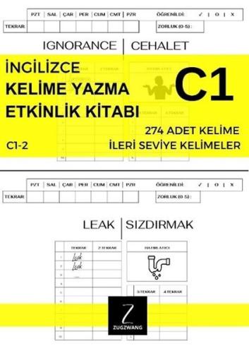 İngilizce Kelime Yazma Etkinlik Kitabı C1 - 2 İleri Seviye Kelimeler