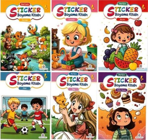 Neşeli Sticker Boyama Kitabı Seti - 6 Kitap Takım