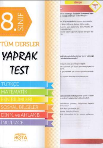 Rota 8.Sınıf Tüm Dersler Yaprak Test (Yeni) | Kitap Ambarı