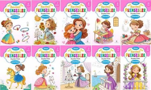 Sevimli Prensesler Boyama Kitabı Seti - 10 Kitap Takım