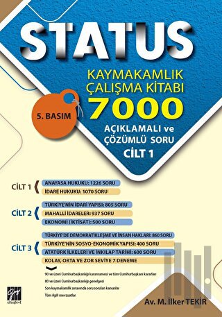 Status Kaymakamlık Çalışma Kitabı 7000 Açıklamalı ve Çözümlü Soru (3 Cilt Takım) (Ciltli)
