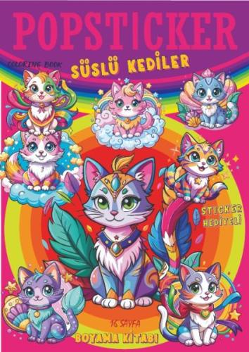 Süslü Kediler Boyama Kitabı Popsticker | Kitap Ambarı