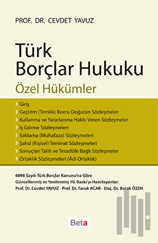 Türk Borçlar Hukuku - Özel Hükümler | Kitap Ambarı