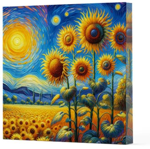 Van Gogh 4 Ayçiçekleri - Çizgisiz Yan Boyamalı Defter | Kitap Ambarı