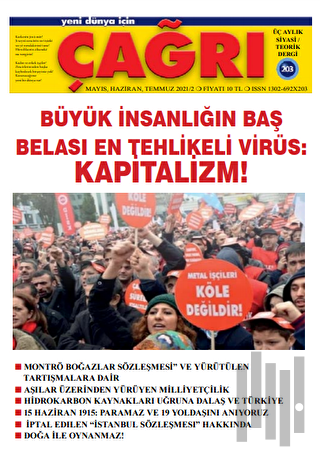 Yeni Dünya İçin Çağrı Dergisi Sayı: 203 Mayıs - Haziran - Temmuz 2021